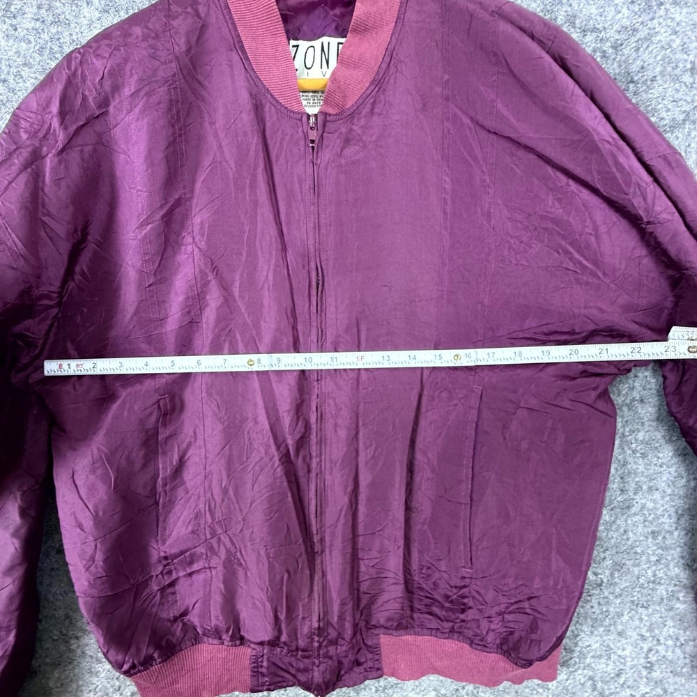 Vintage Zone Five Silk Tracksuit Jacket Mens Small Plum 90s Windbreaker Full Zip - Picture 5 of 7